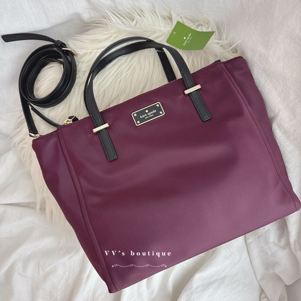 NWT Kate Spade Wilson Road Alyse Nylon Tote Crossbody Deep Plum Purple WKRU4715 - Picture 5 of 10